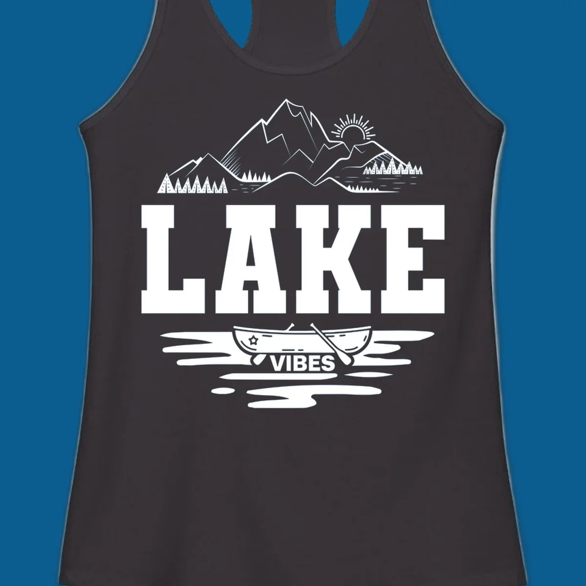 Lake vibes canoe mountain adventure graphic design