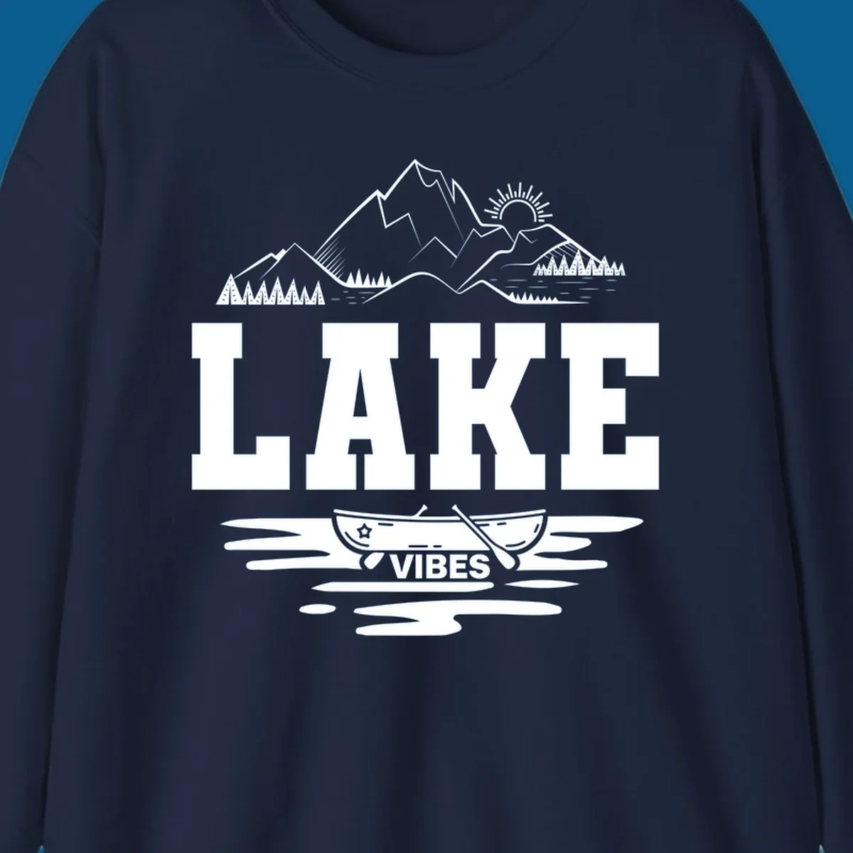Lake vibes canoe mountain adventure graphic design