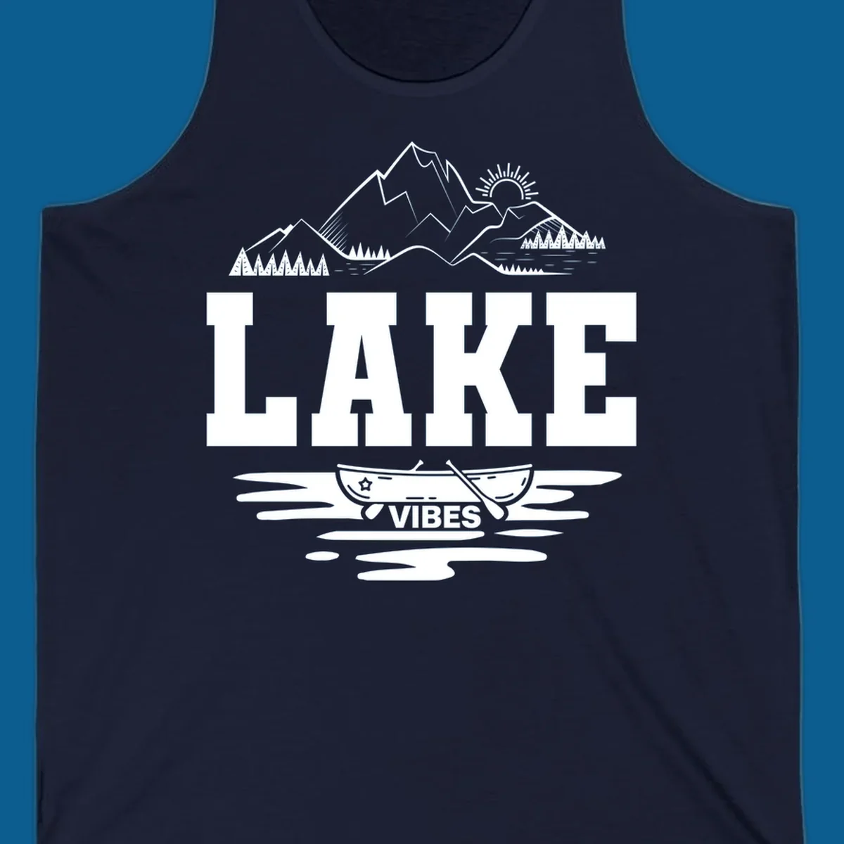 Lake vibes canoe mountain adventure graphic design