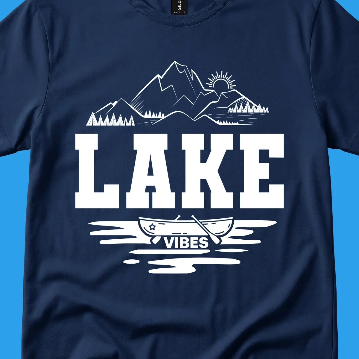 Lake vibes canoe mountain adventure graphic design