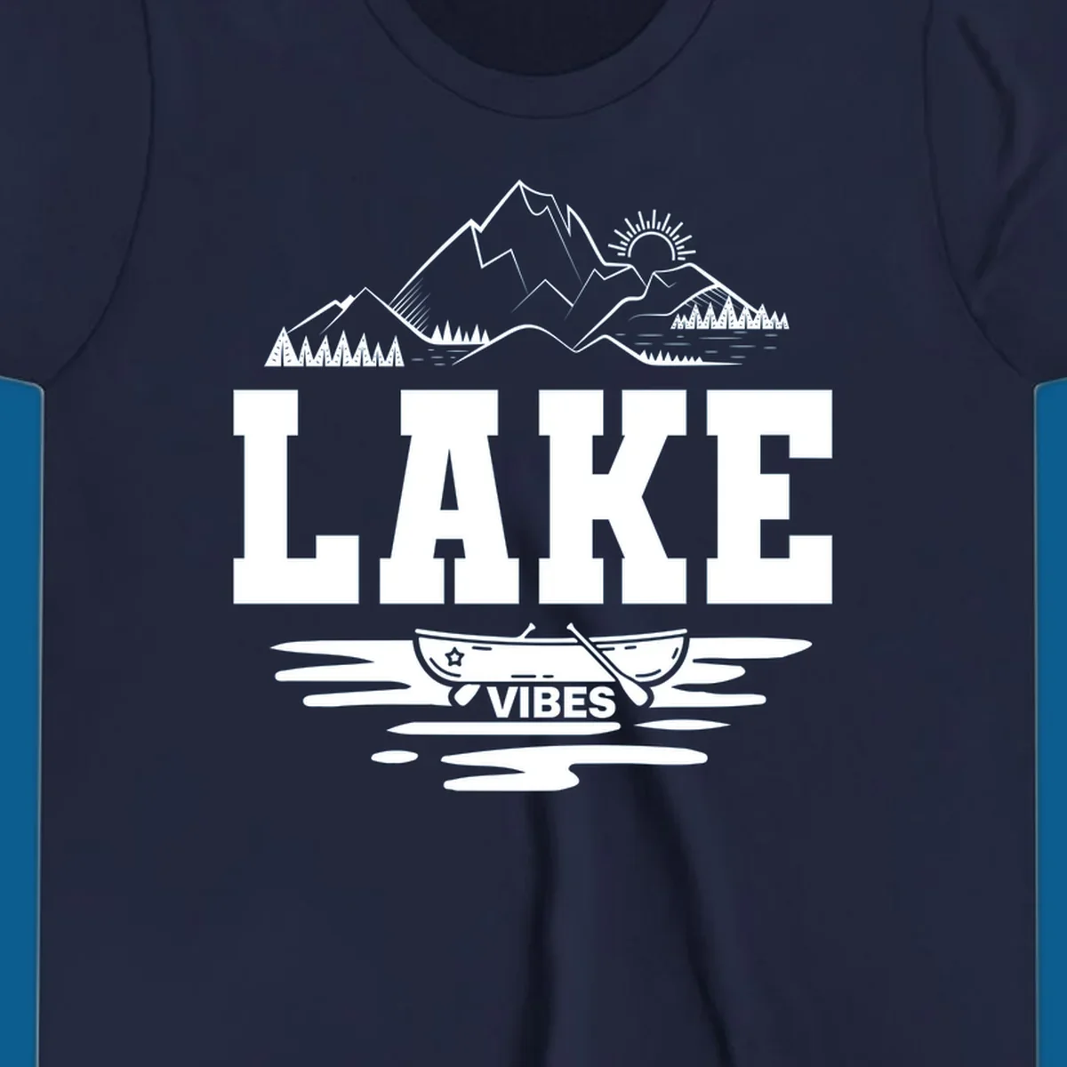 Lake vibes canoe mountain adventure graphic design