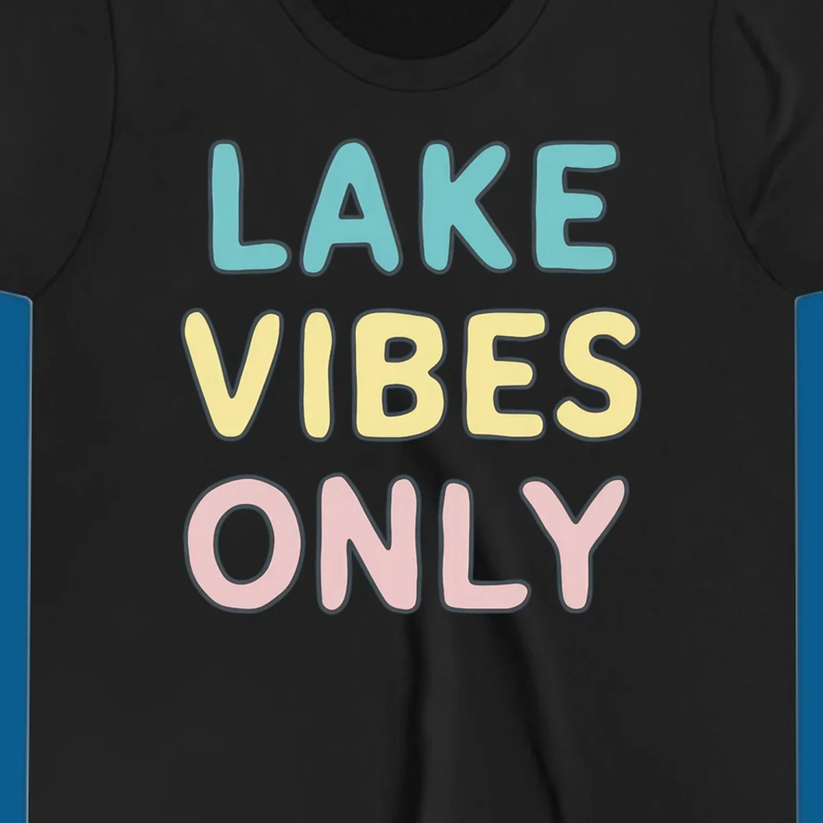 Typography design with the words LAKE VIBES ONLY in pastel colors.