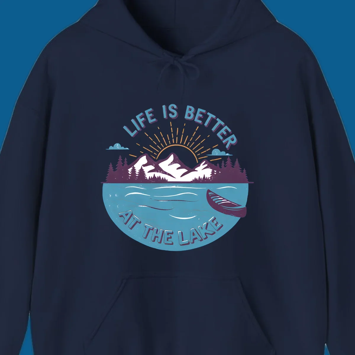 Life is better at the lake scenic mountains sunset canoe design.
