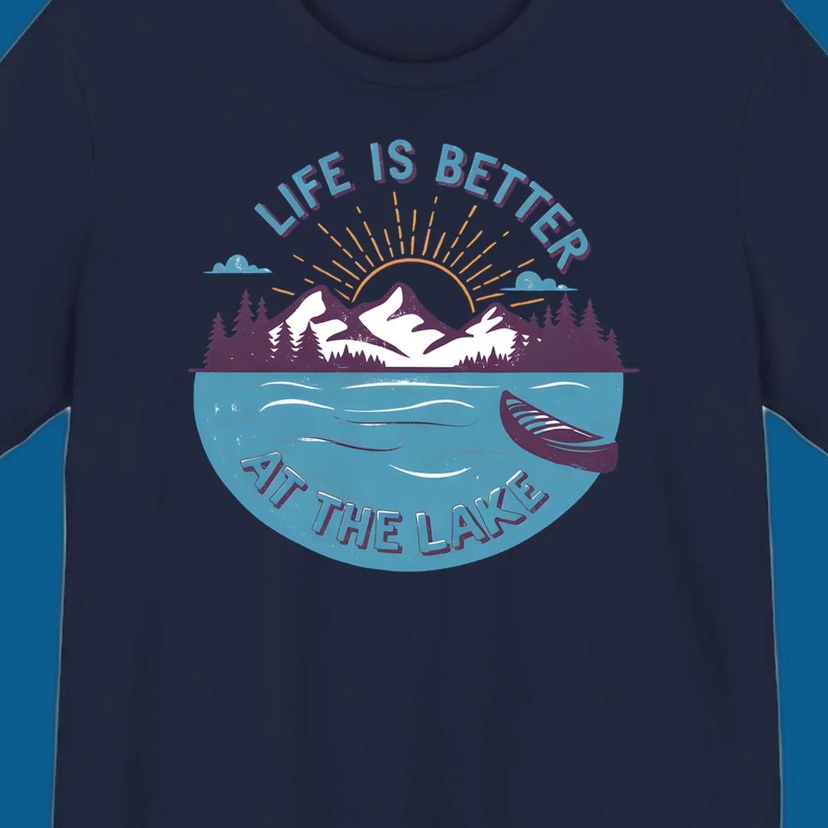 Life is better at the lake scenic mountains sunset canoe design.