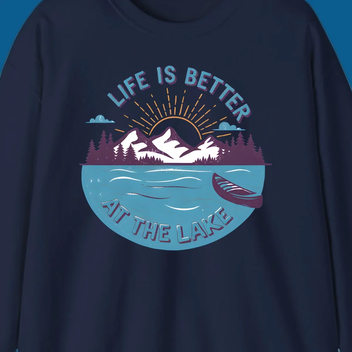 Life is better at the lake scenic mountains sunset canoe design.