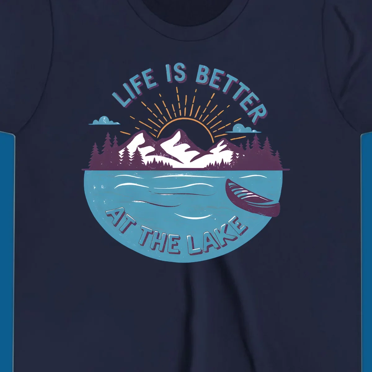 Life is better at the lake scenic mountains sunset canoe design.