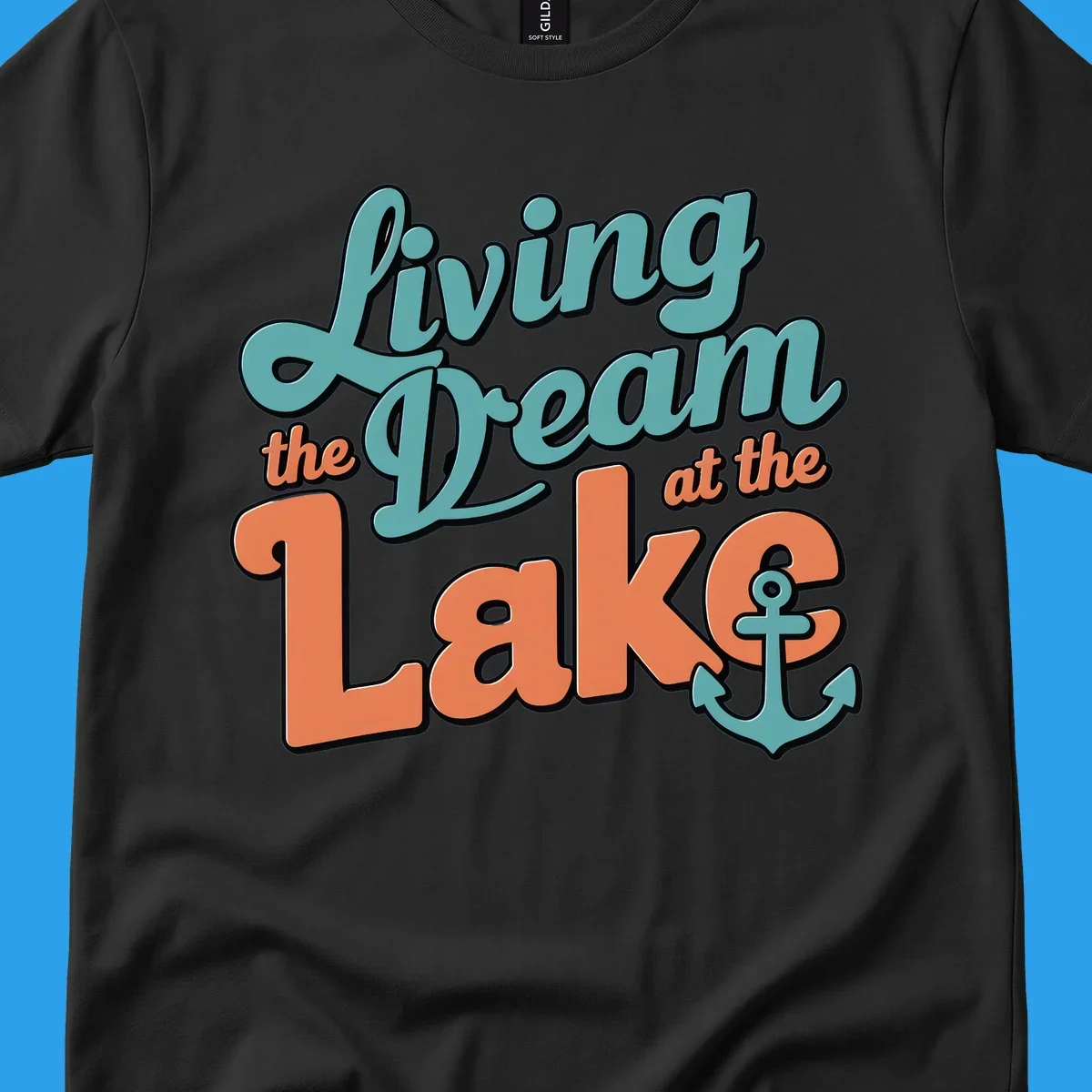 Living the Dream at the Lake text and anchor graphic. lake-life-dream