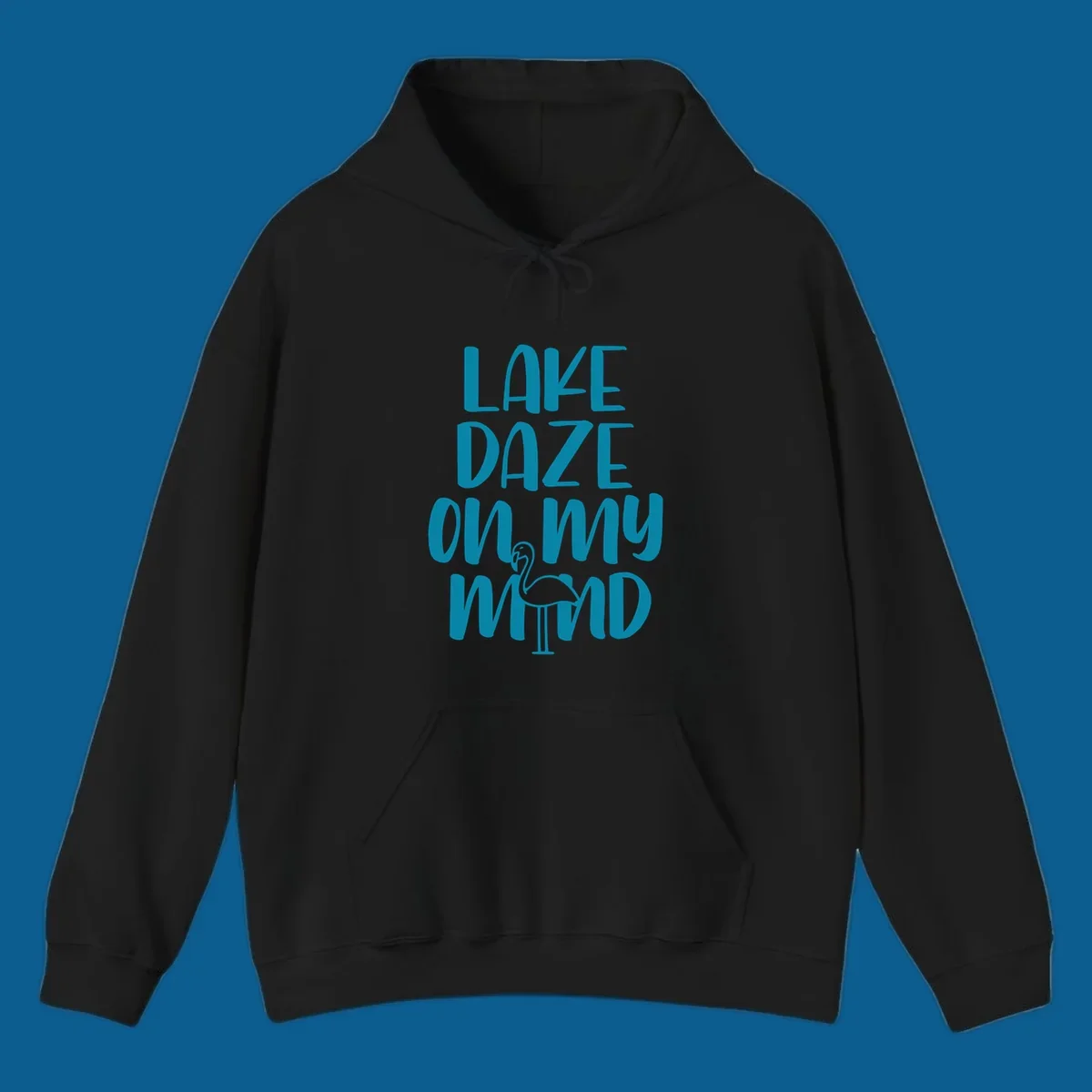 Lake daze flamingo graphic with text on my mind