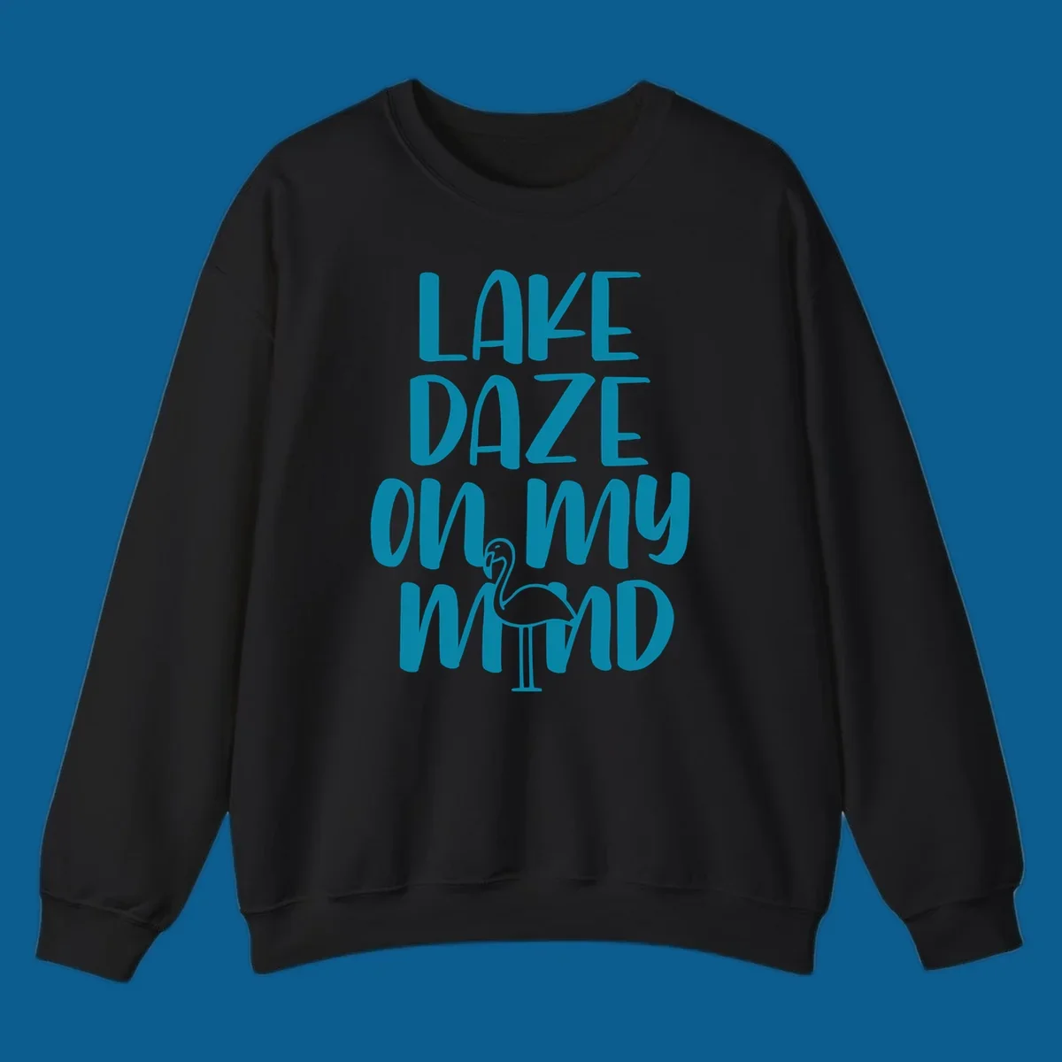 Lake daze flamingo graphic with text on my mind