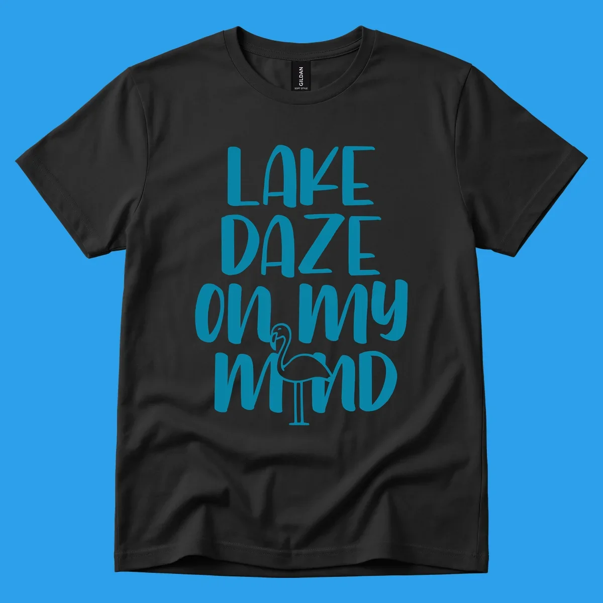 Lake daze flamingo graphic with text on my mind