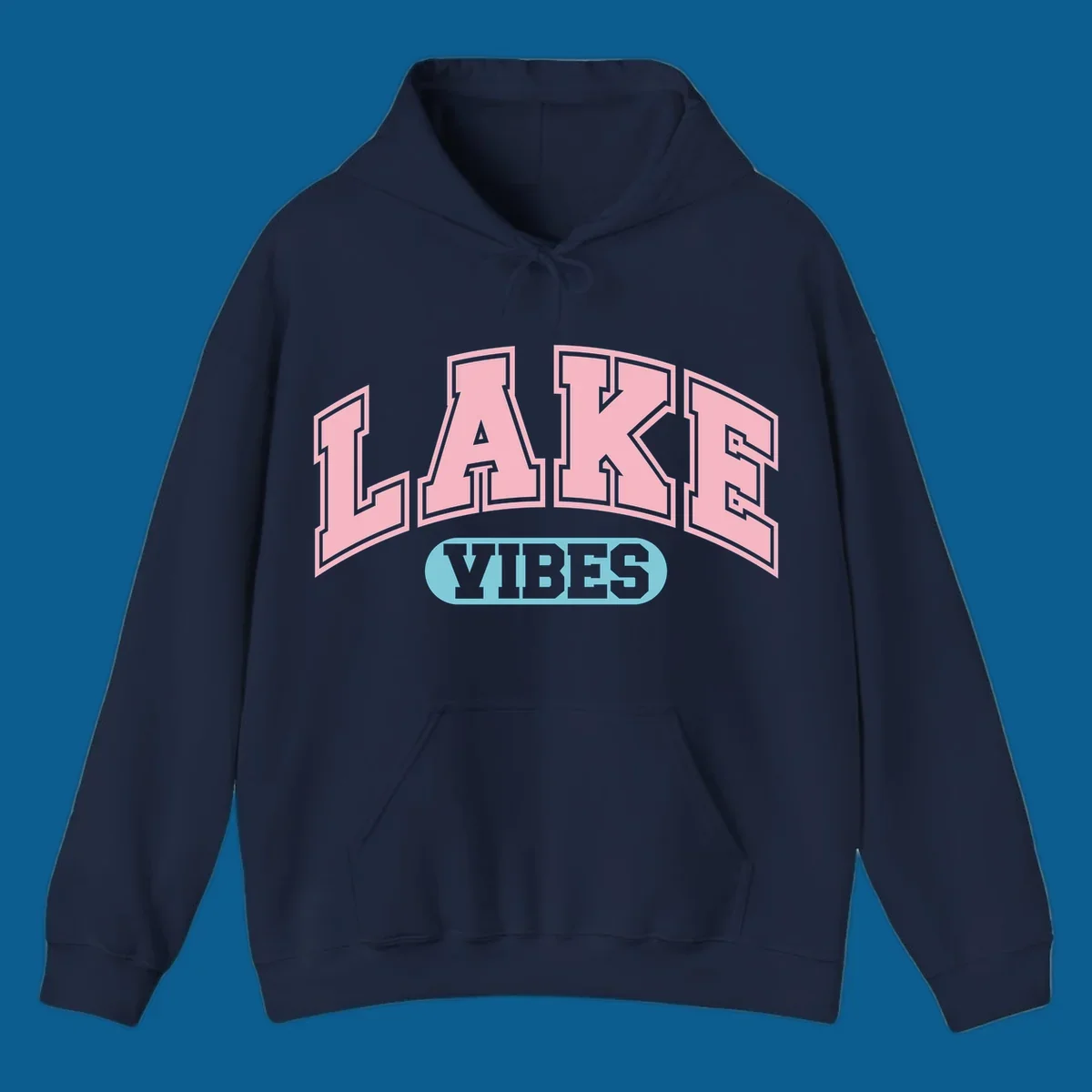 Lake Vibes arch logo with pink LAKE and light blue VIBES text.