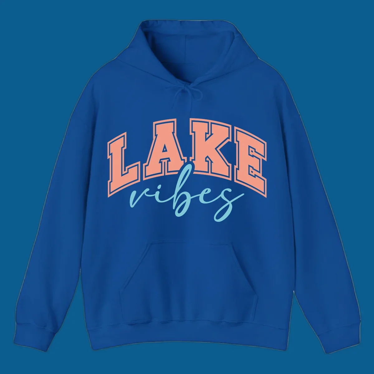 Lake Vibes text design with arched block letters and script.