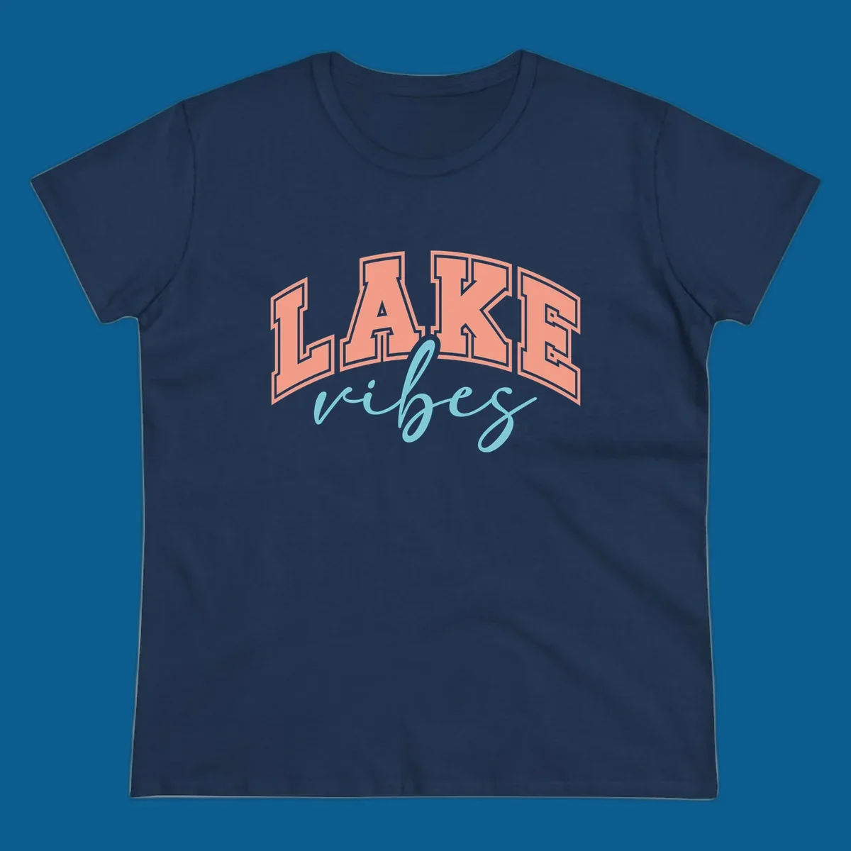 Lake Vibes text design with arched block letters and script.