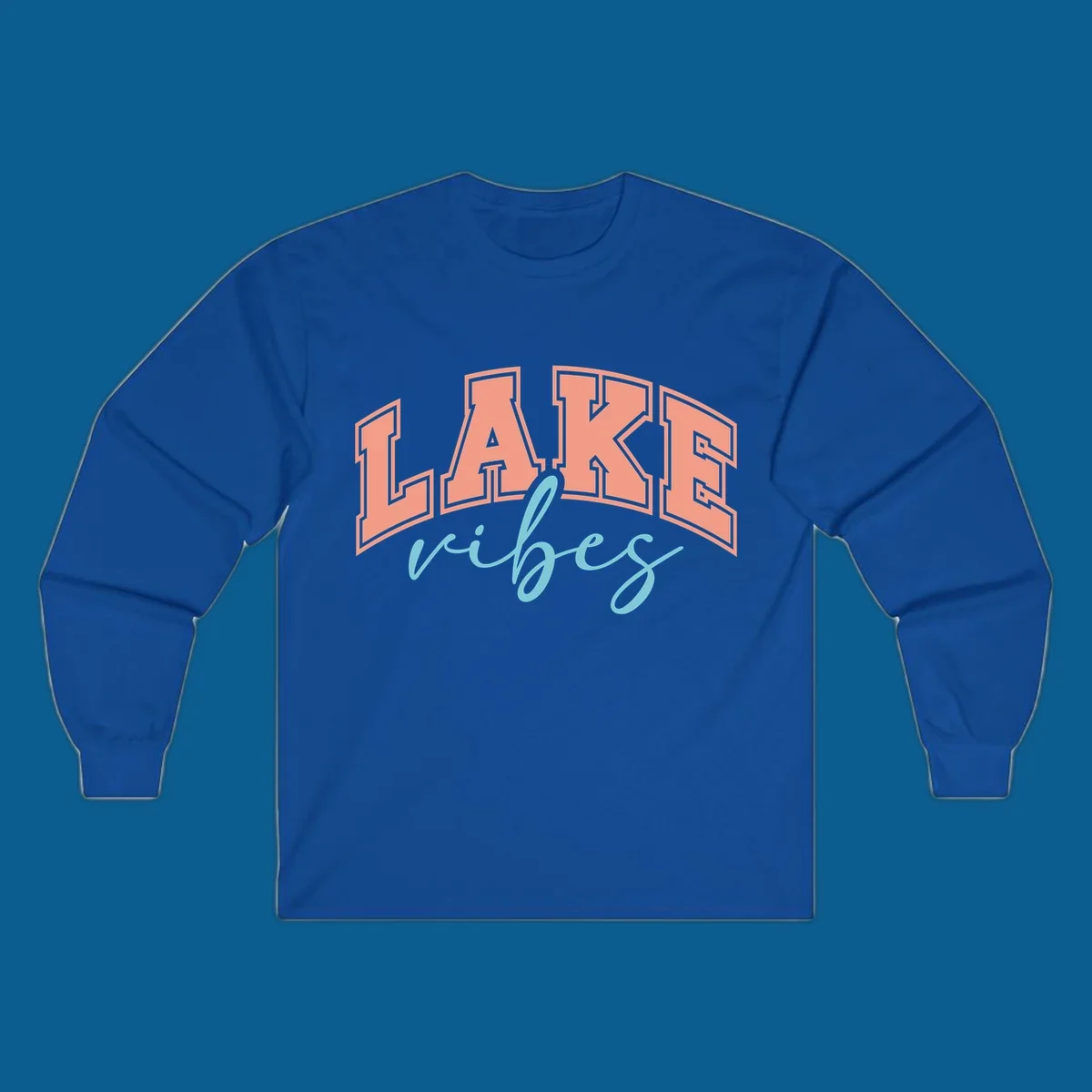 Lake Vibes text design with arched block letters and script.