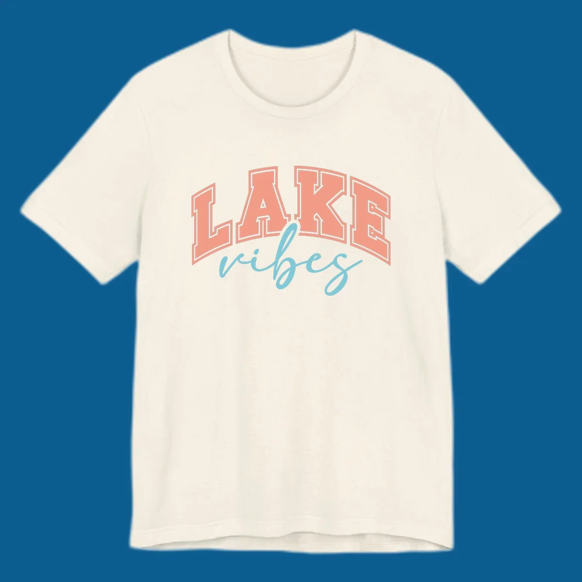 Lake Vibes text design with arched block letters and script.