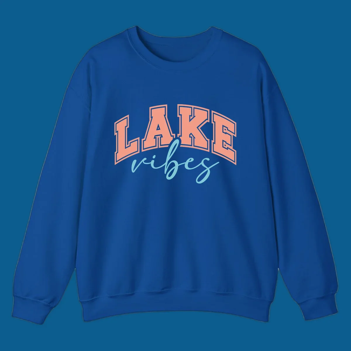 Lake Vibes text design with arched block letters and script.