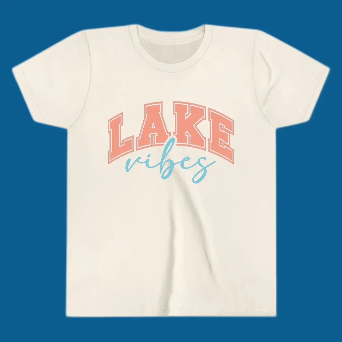 Lake Vibes text design with arched block letters and script.