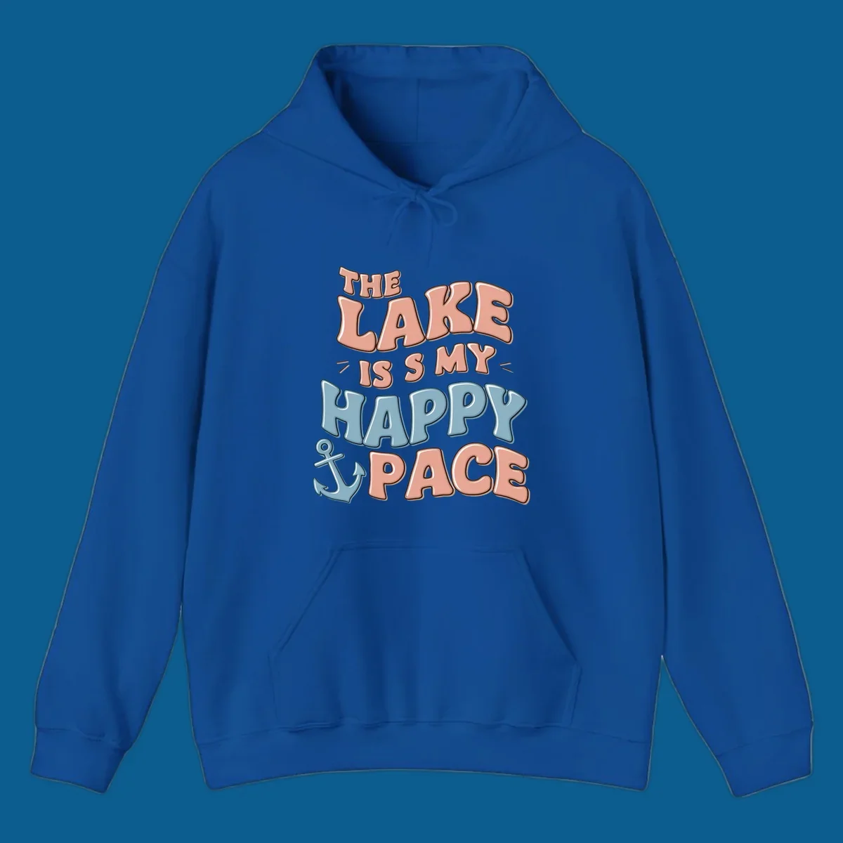 The Lake Is My Happy Place text with anchor graphic, lake-life concept