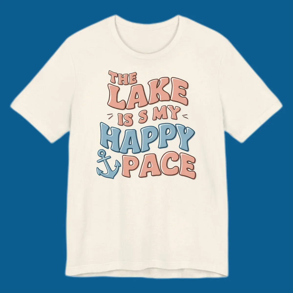 The Lake Is My Happy Place text with anchor graphic, lake-life concept