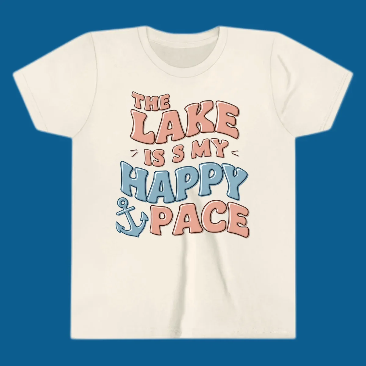 The Lake Is My Happy Place text with anchor graphic, lake-life concept