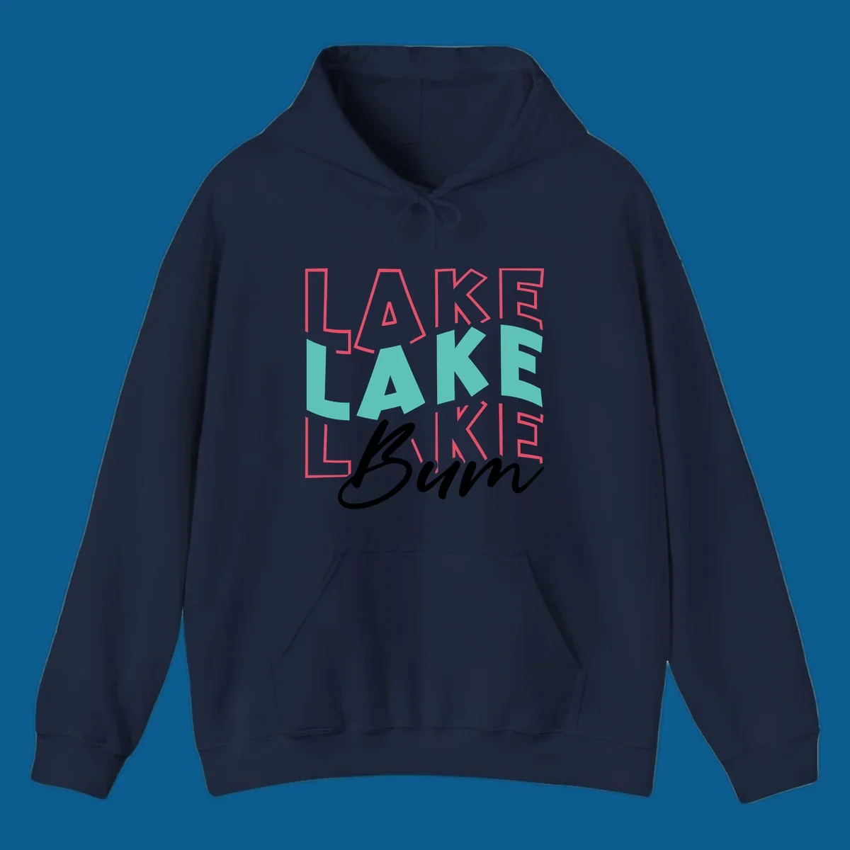 Lake Bum typography design with repeated LAKE text and Bum script.