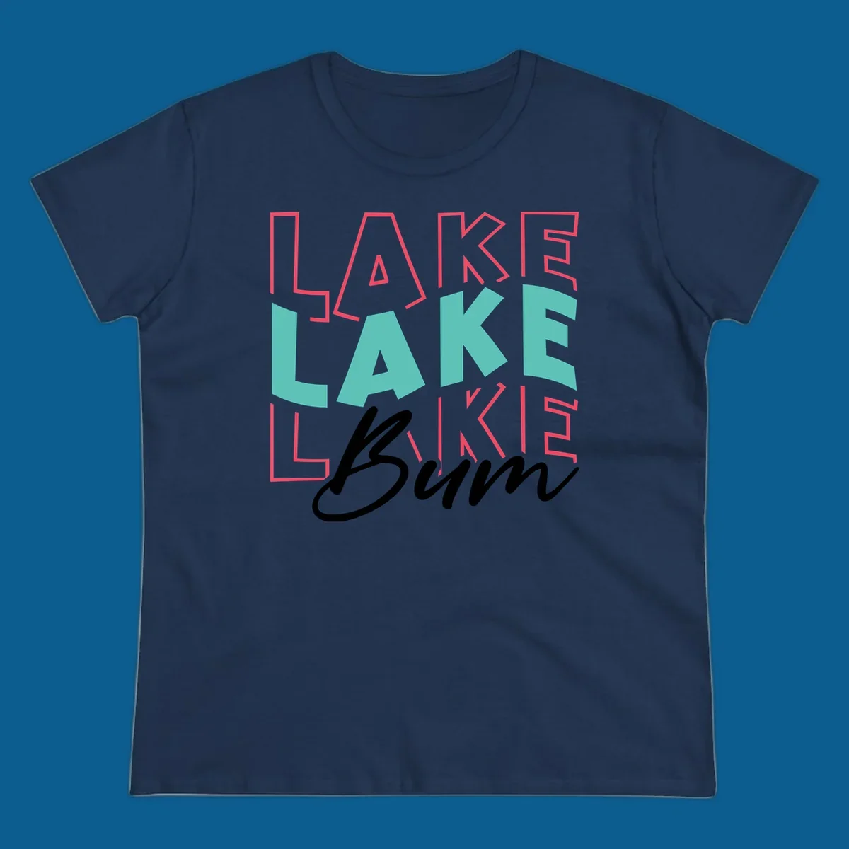 Lake Bum typography design with repeated LAKE text and Bum script.