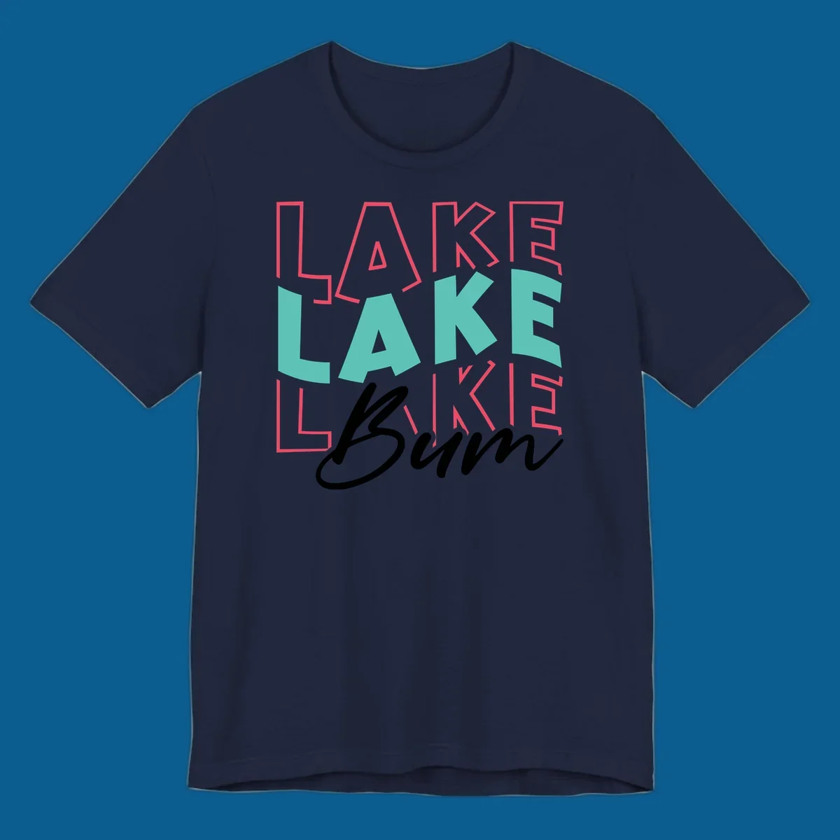 Lake Bum typography design with repeated LAKE text and Bum script.
