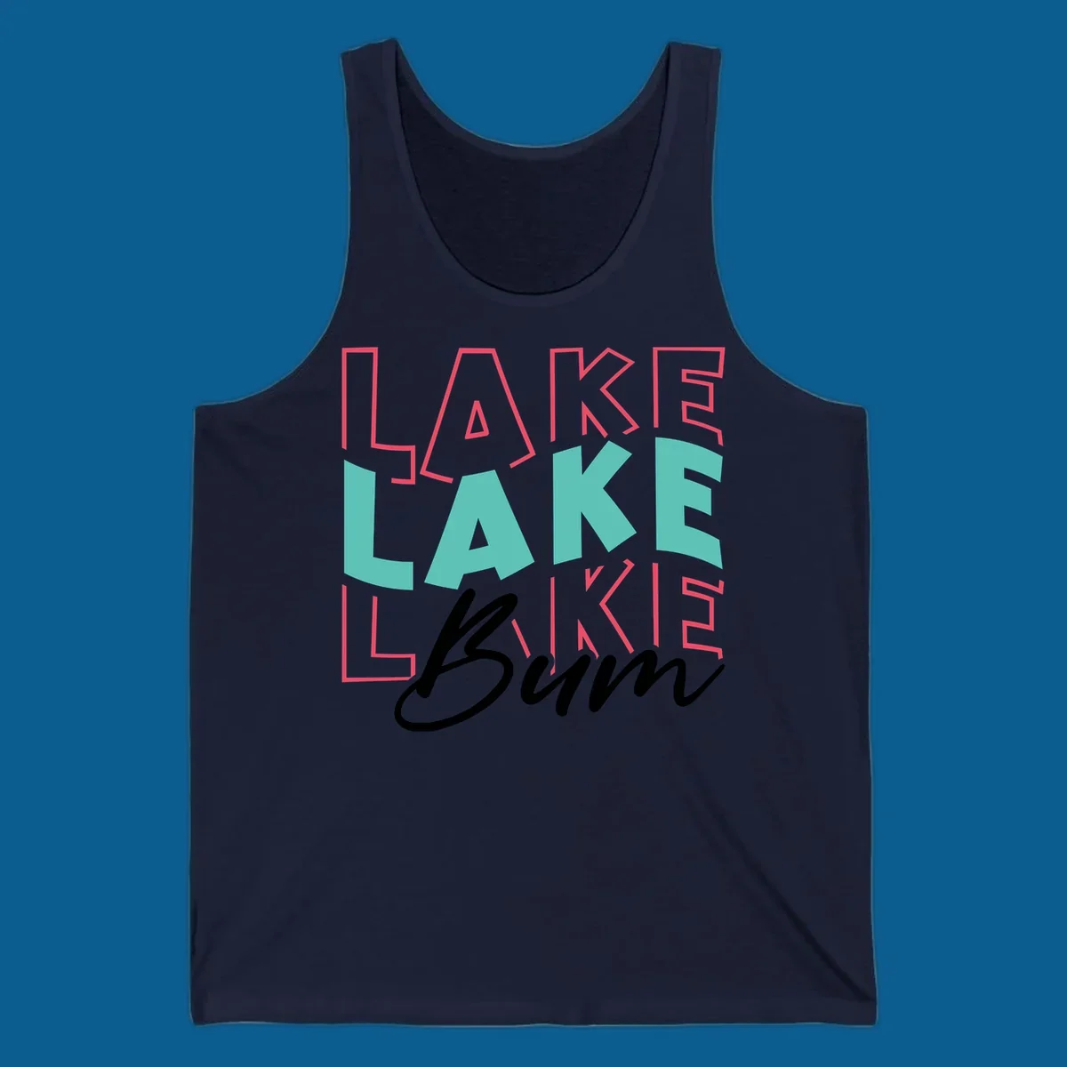 Lake Bum typography design with repeated LAKE text and Bum script.