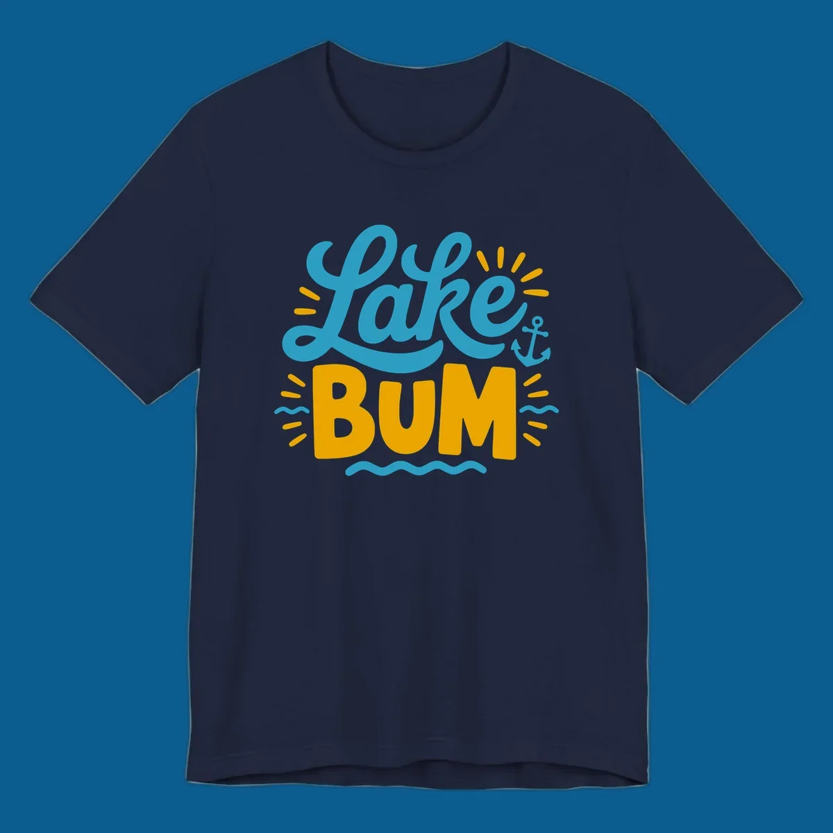 Lake Bum typography design with anchor and waves elements.