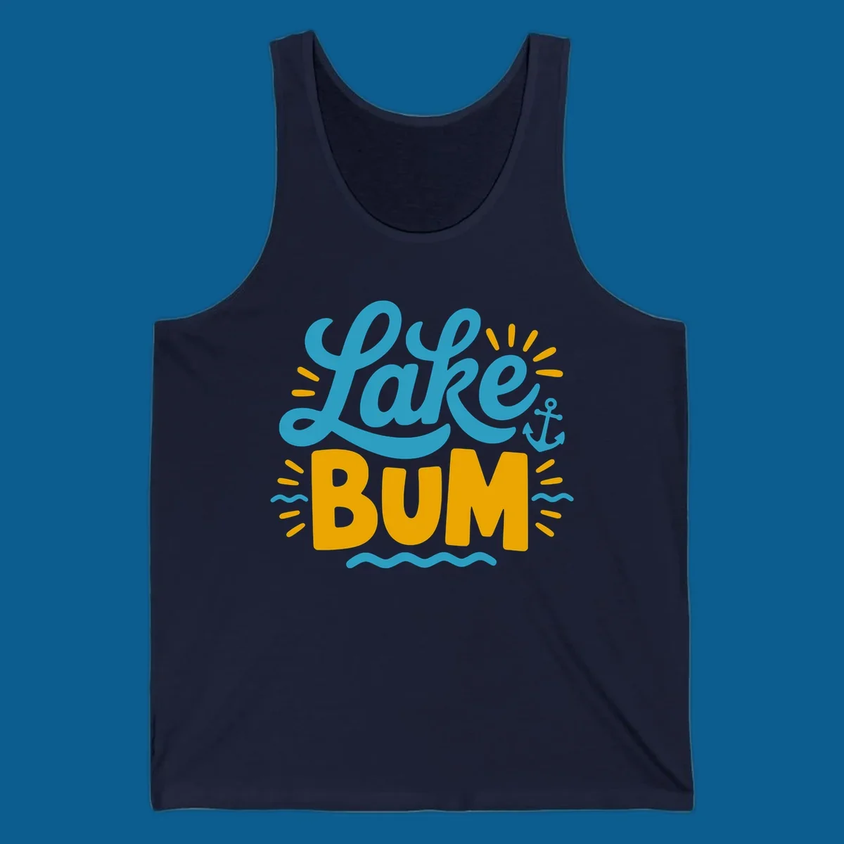 Lake Bum typography design with anchor and waves elements.