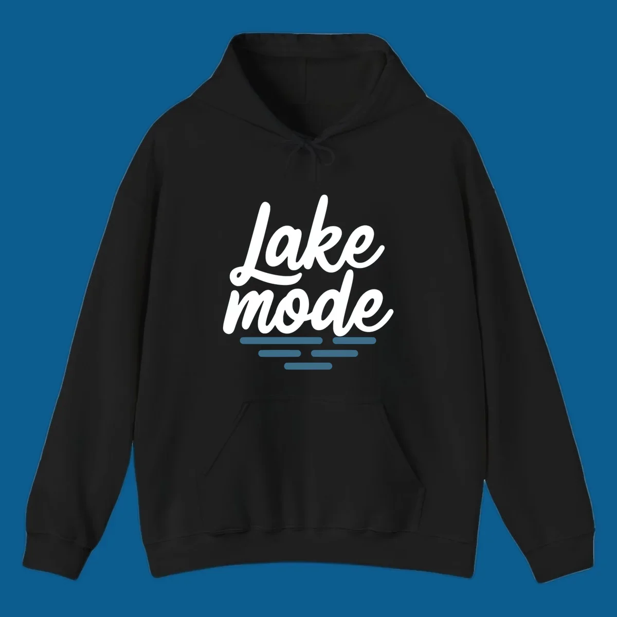 Lake mode typography with blue water waves