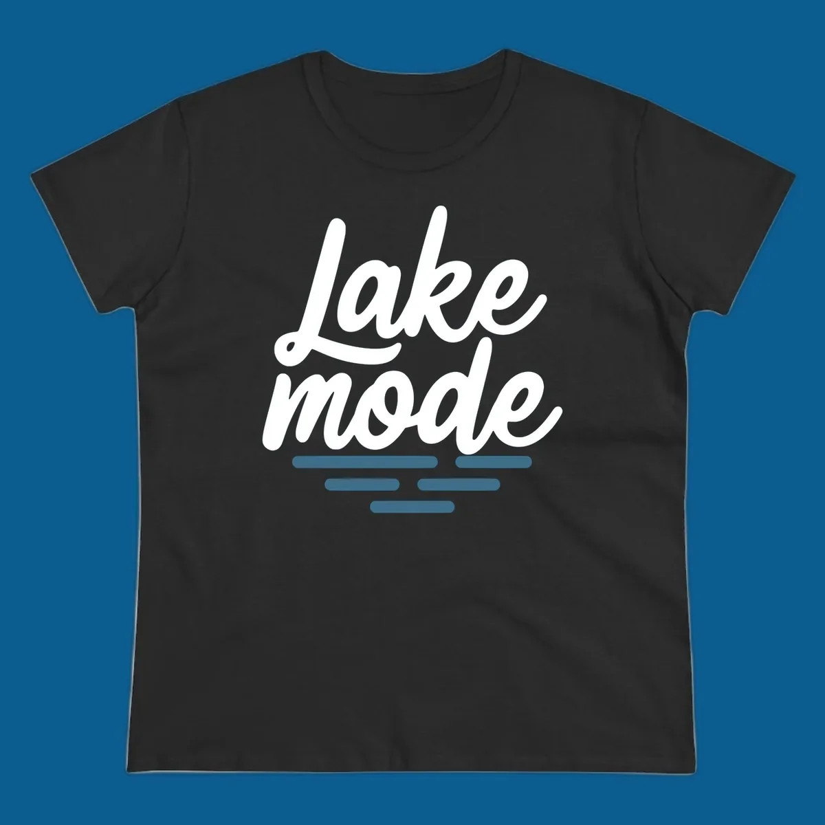 Lake mode typography with blue water waves