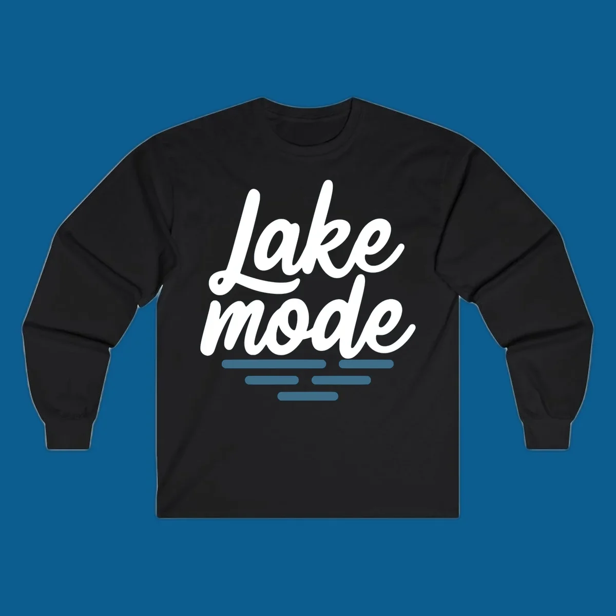 Lake mode typography with blue water waves