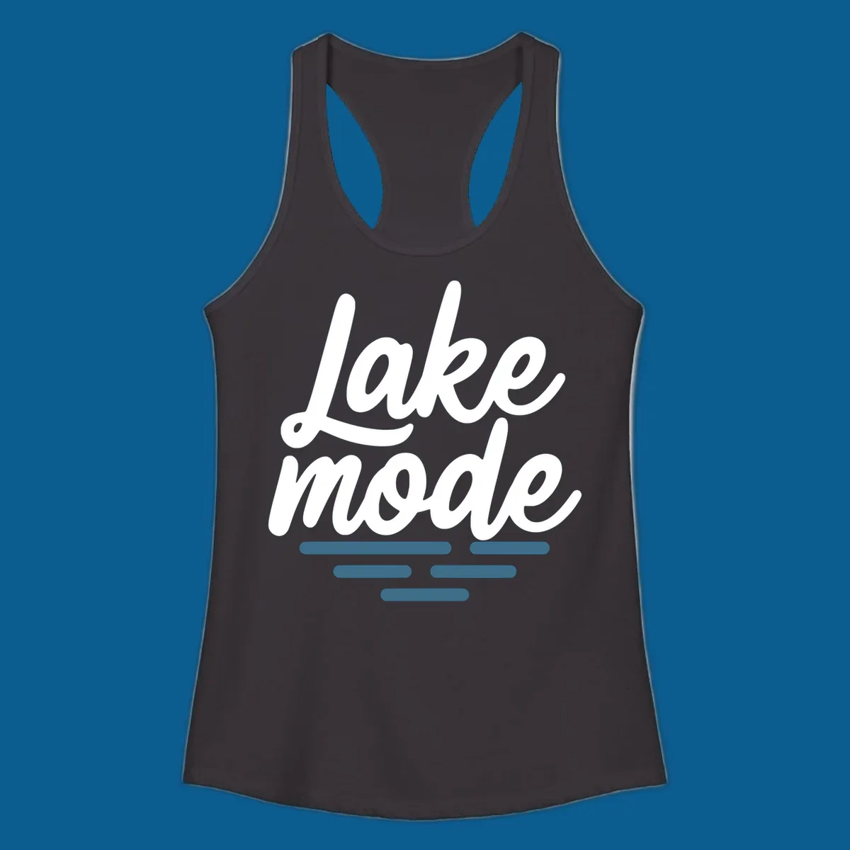 Lake mode typography with blue water waves