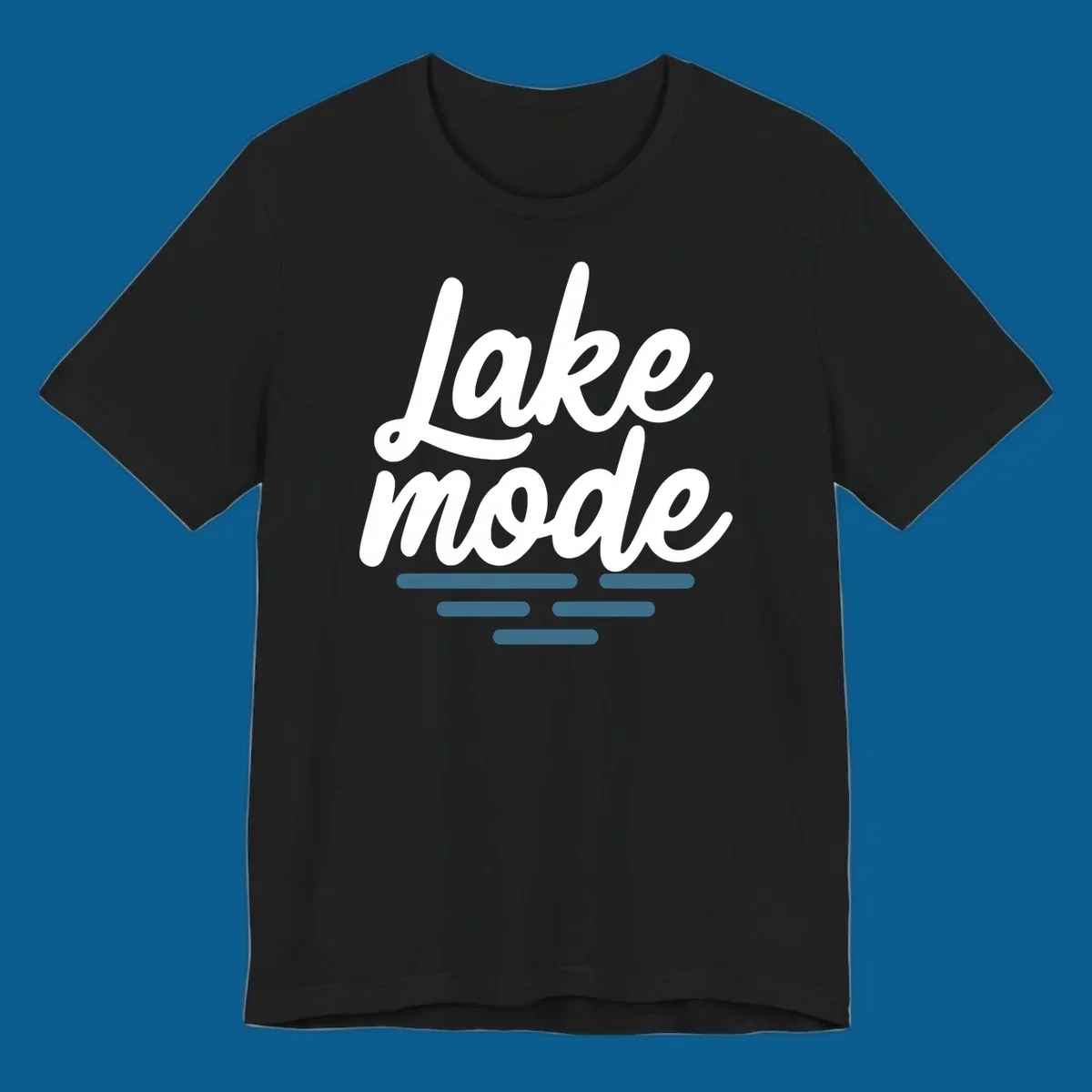 Lake mode typography with blue water waves