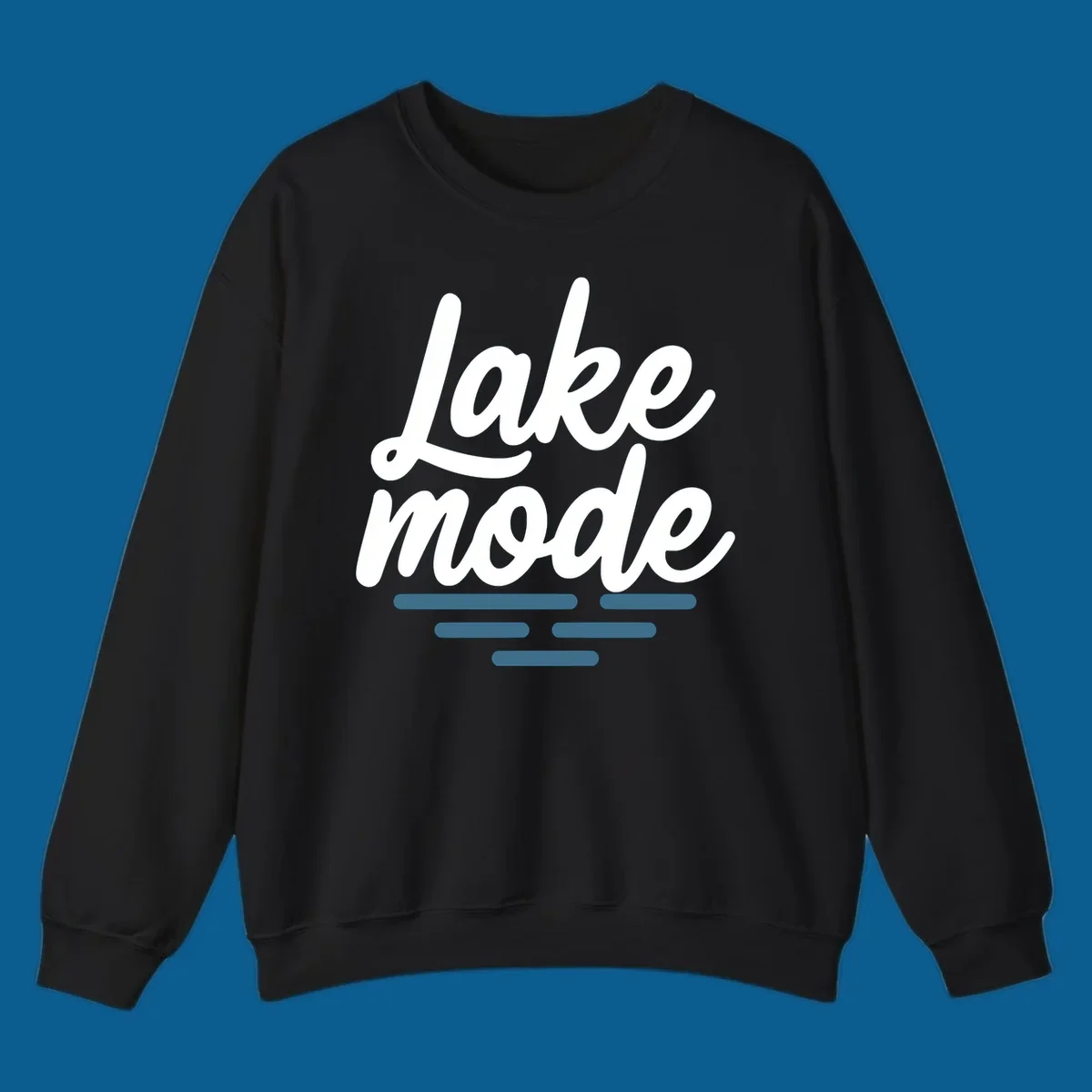 Lake mode typography with blue water waves