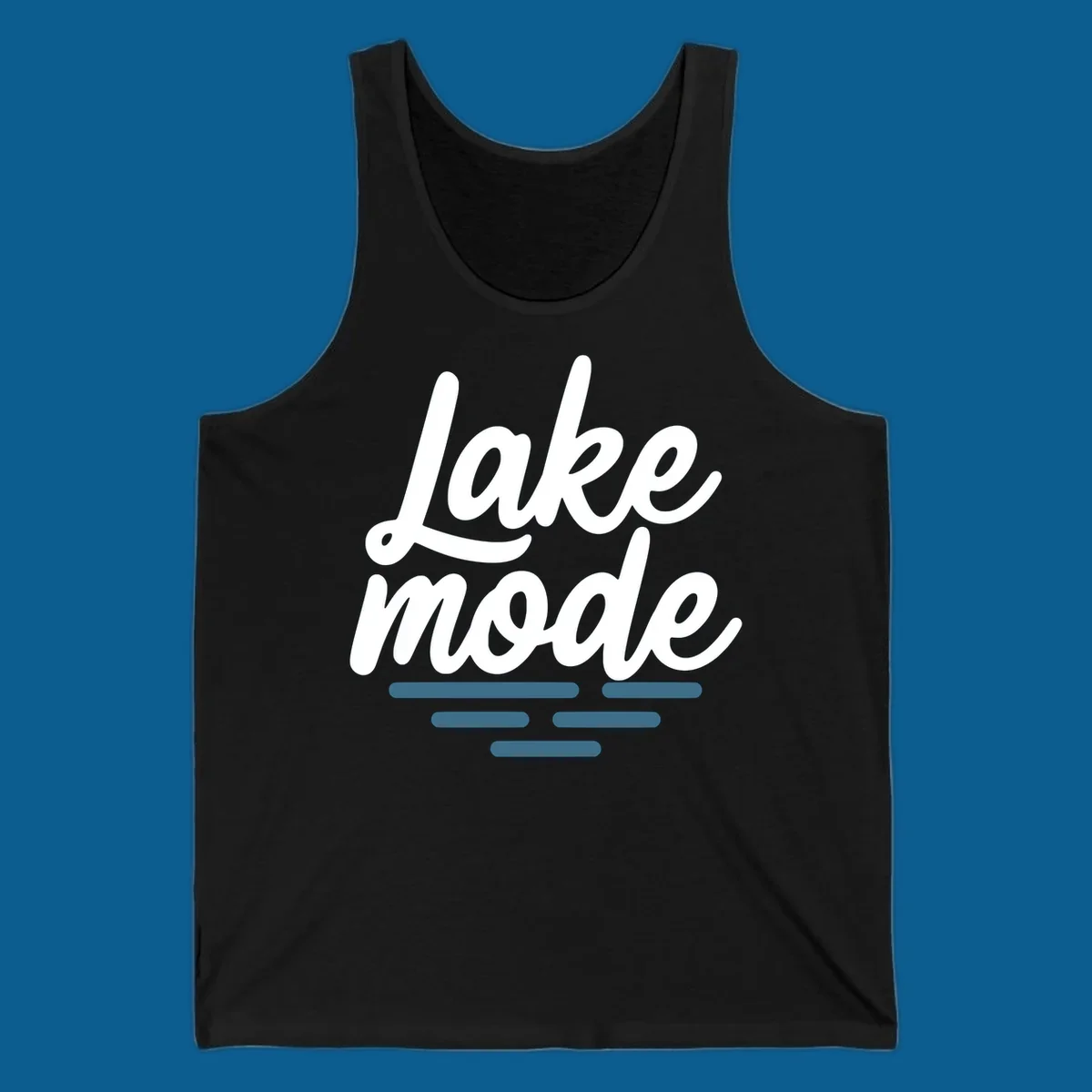 Lake mode typography with blue water waves