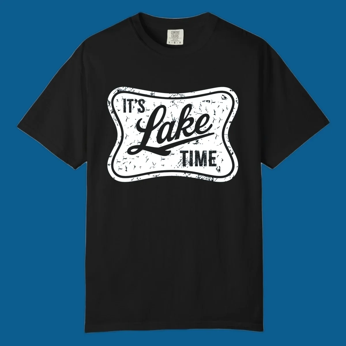 It's Lake Time retro sign graphic