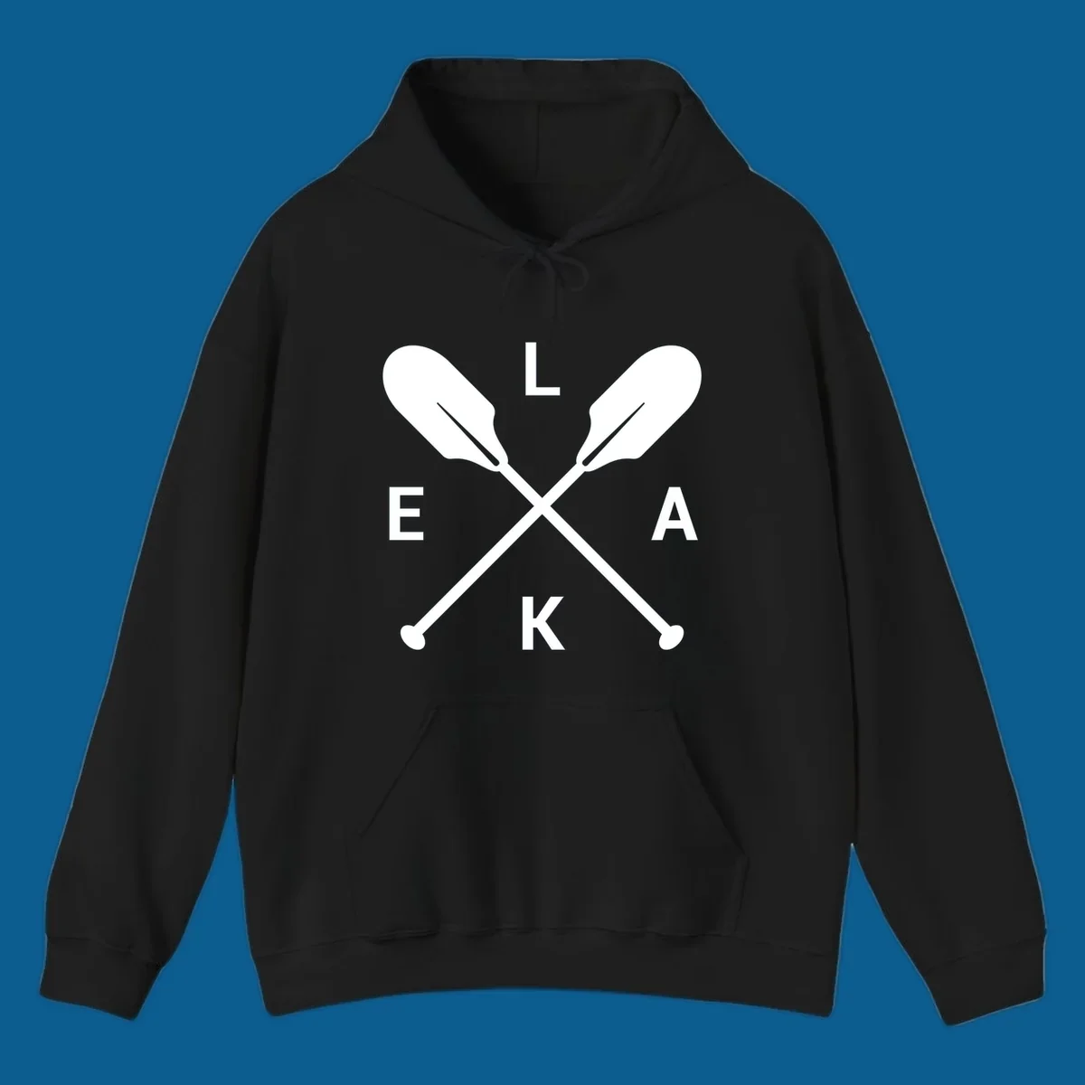 Lake life emblem with crossed oars and letters L E K A.