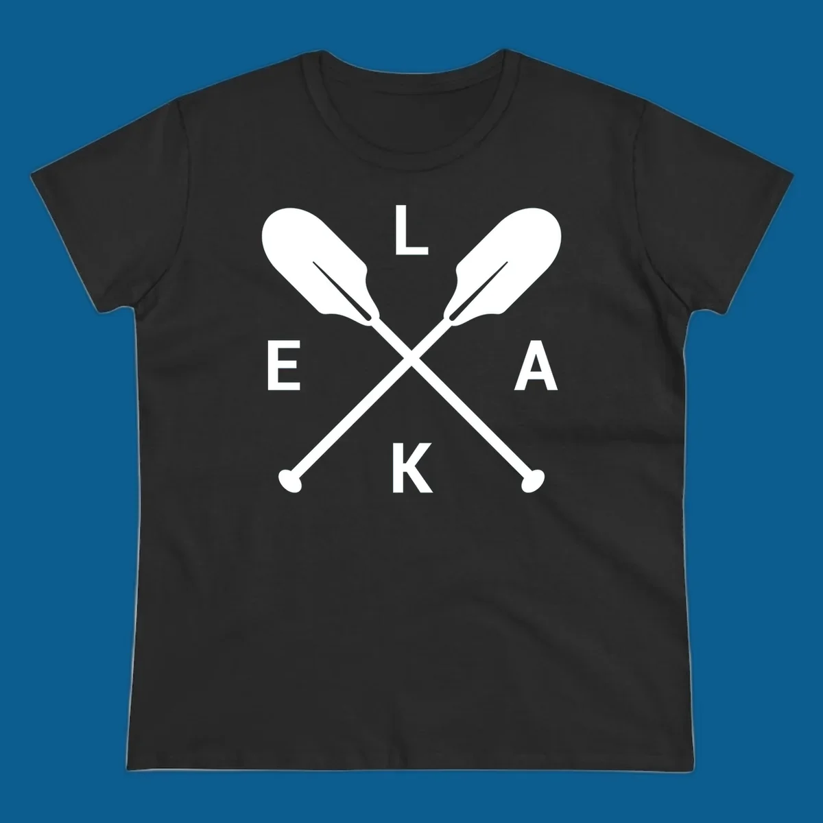 Lake life emblem with crossed oars and letters L E K A.