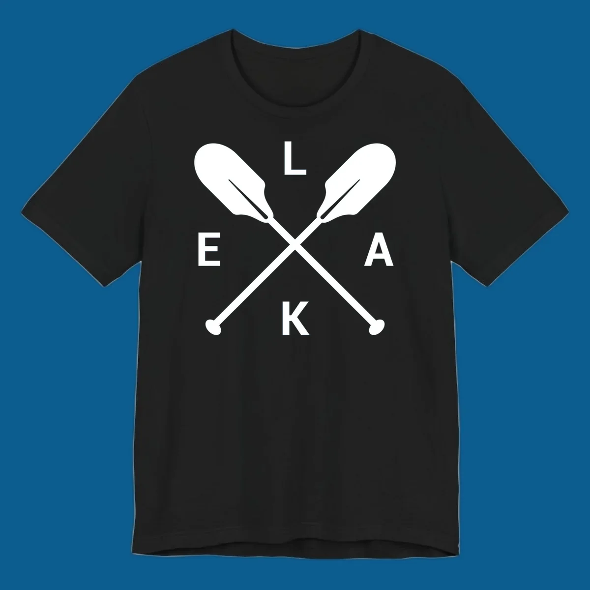 Lake life emblem with crossed oars and letters L E K A.