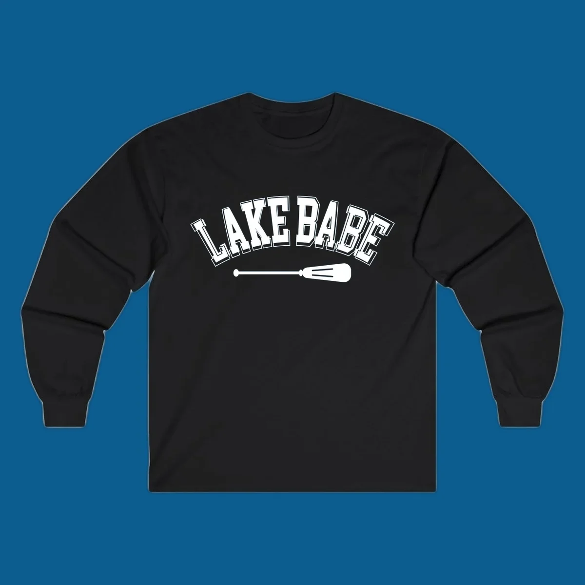Arched text 'LAKE BABE' with an oar illustration below, representing lake-babe-style.