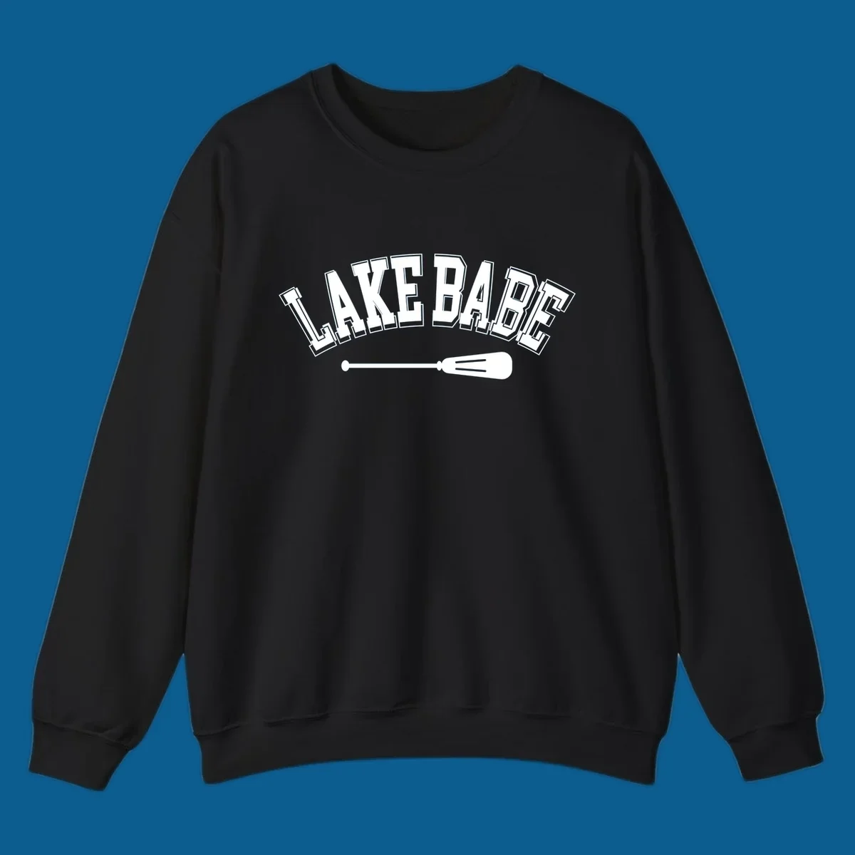 Arched text 'LAKE BABE' with an oar illustration below, representing lake-babe-style.