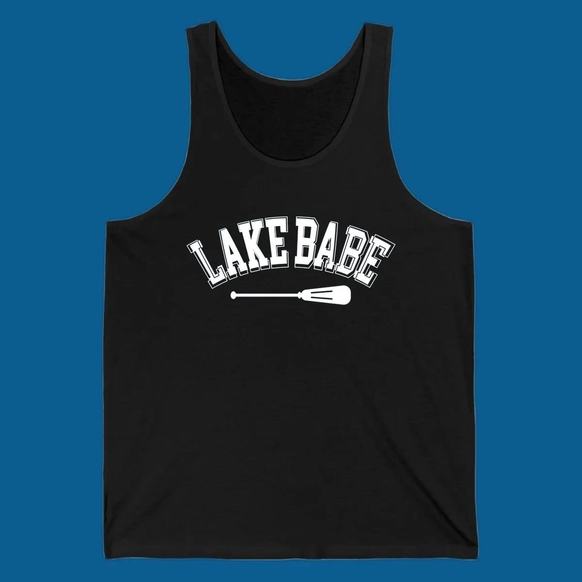 Arched text 'LAKE BABE' with an oar illustration below, representing lake-babe-style.