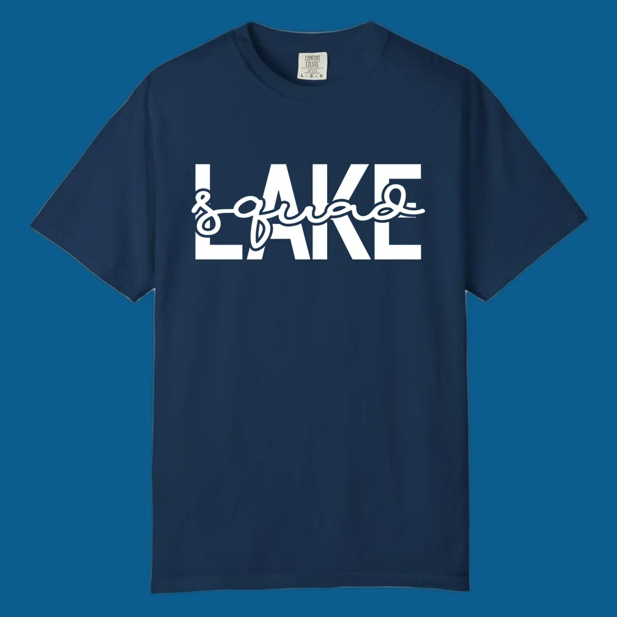Lake Squad typography design featuring bold LAKE and script squad.