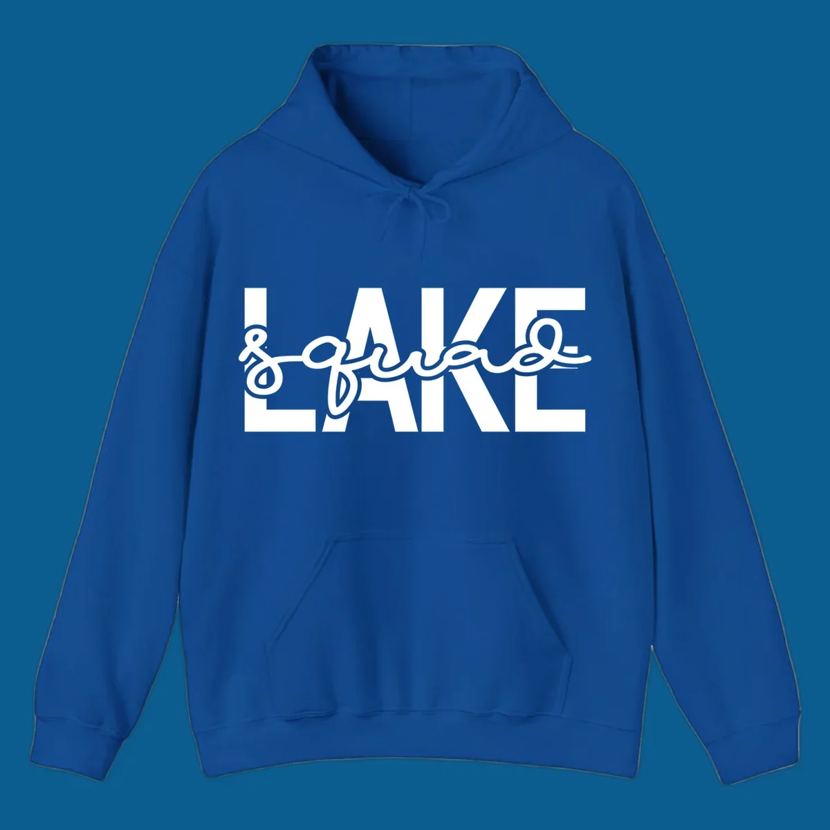 Lake Squad typography design featuring bold LAKE and script squad.
