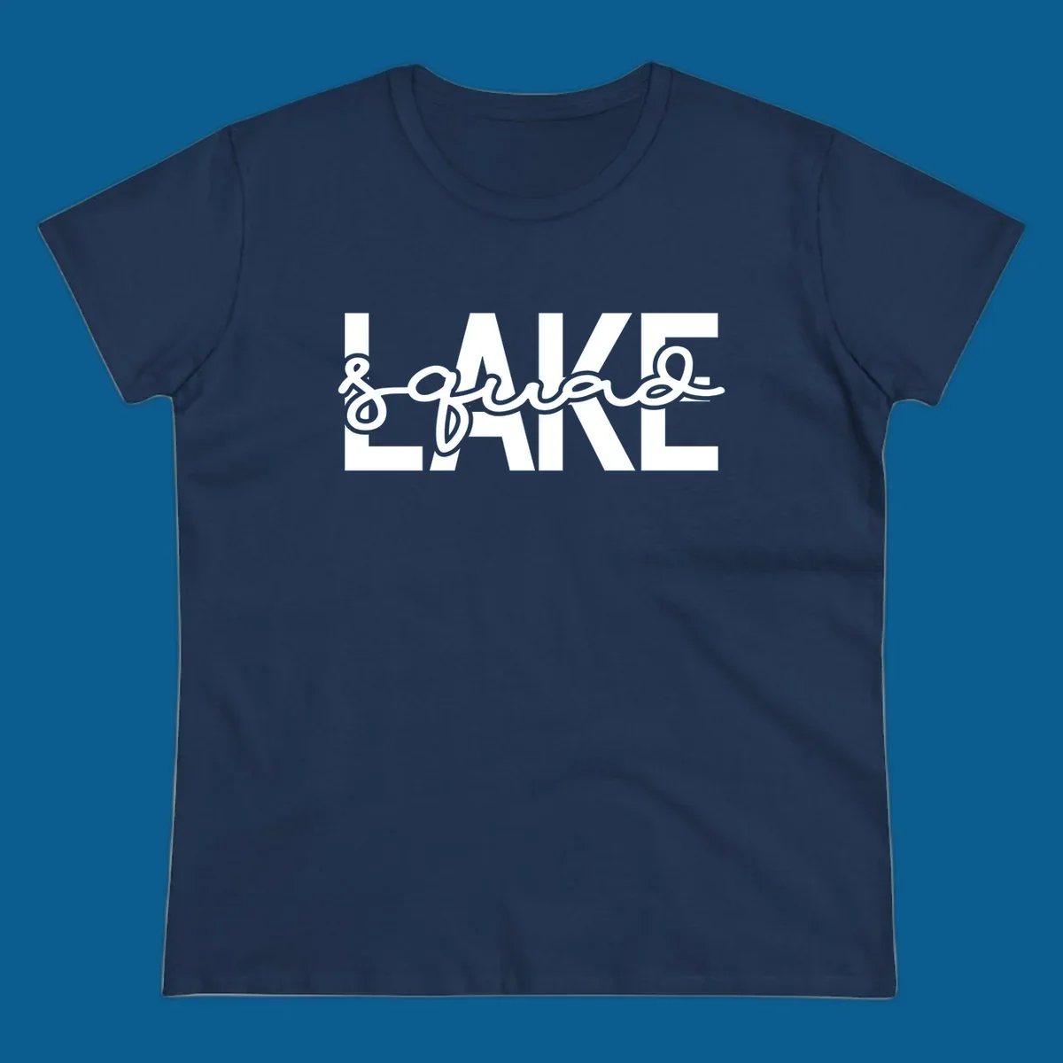 Lake Squad typography design featuring bold LAKE and script squad.