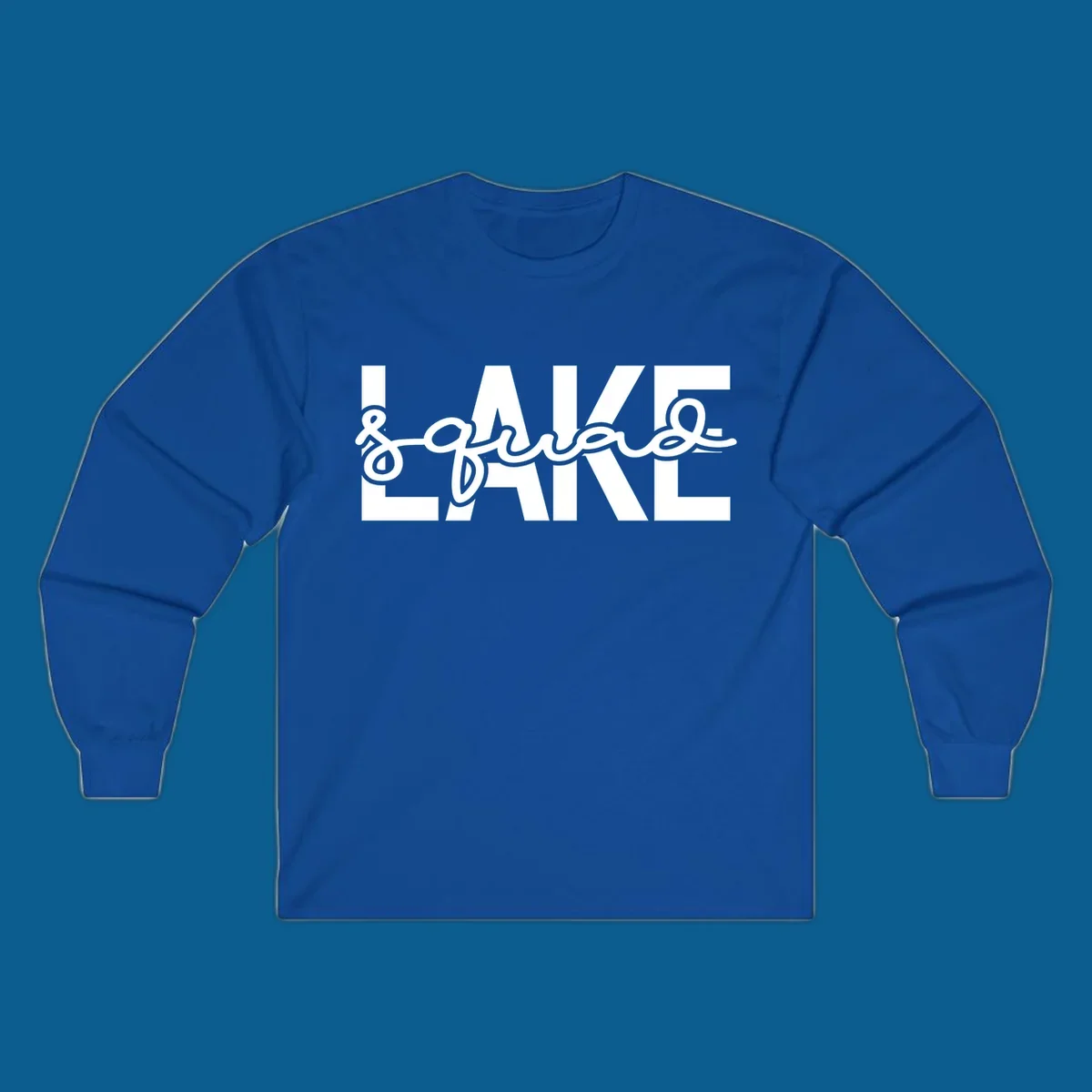Lake Squad typography design featuring bold LAKE and script squad.