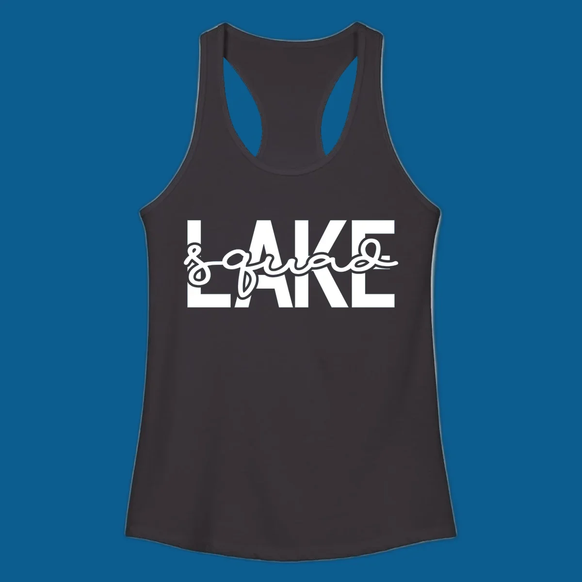 Lake Squad typography design featuring bold LAKE and script squad.