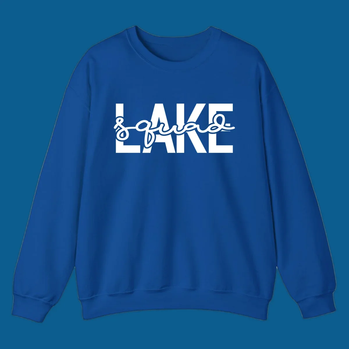 Lake Squad typography design featuring bold LAKE and script squad.